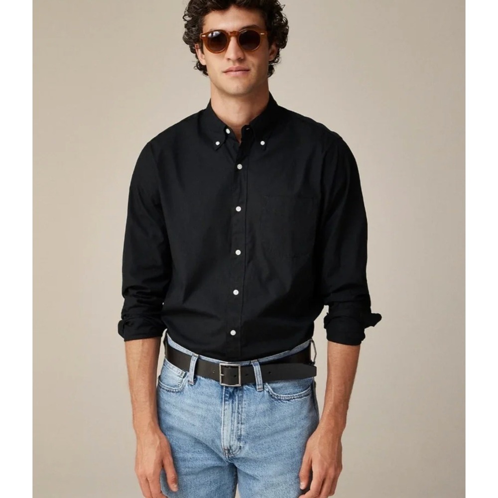J.Crew | NWOT Secret Wash Slim Cotton Poplin Shirt Black | Sz M